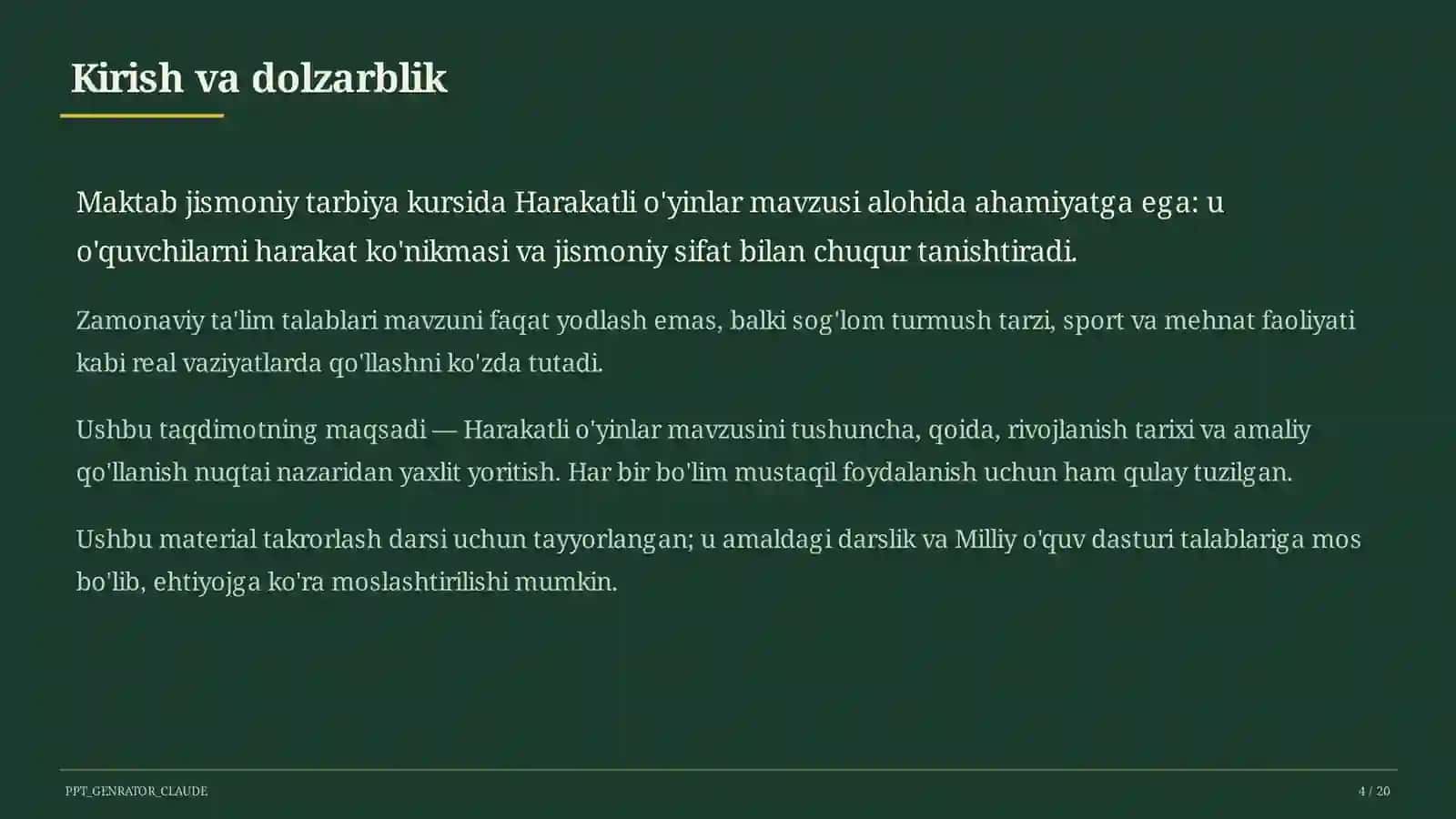 Harakatli o'yinlar (1-sinf) 4