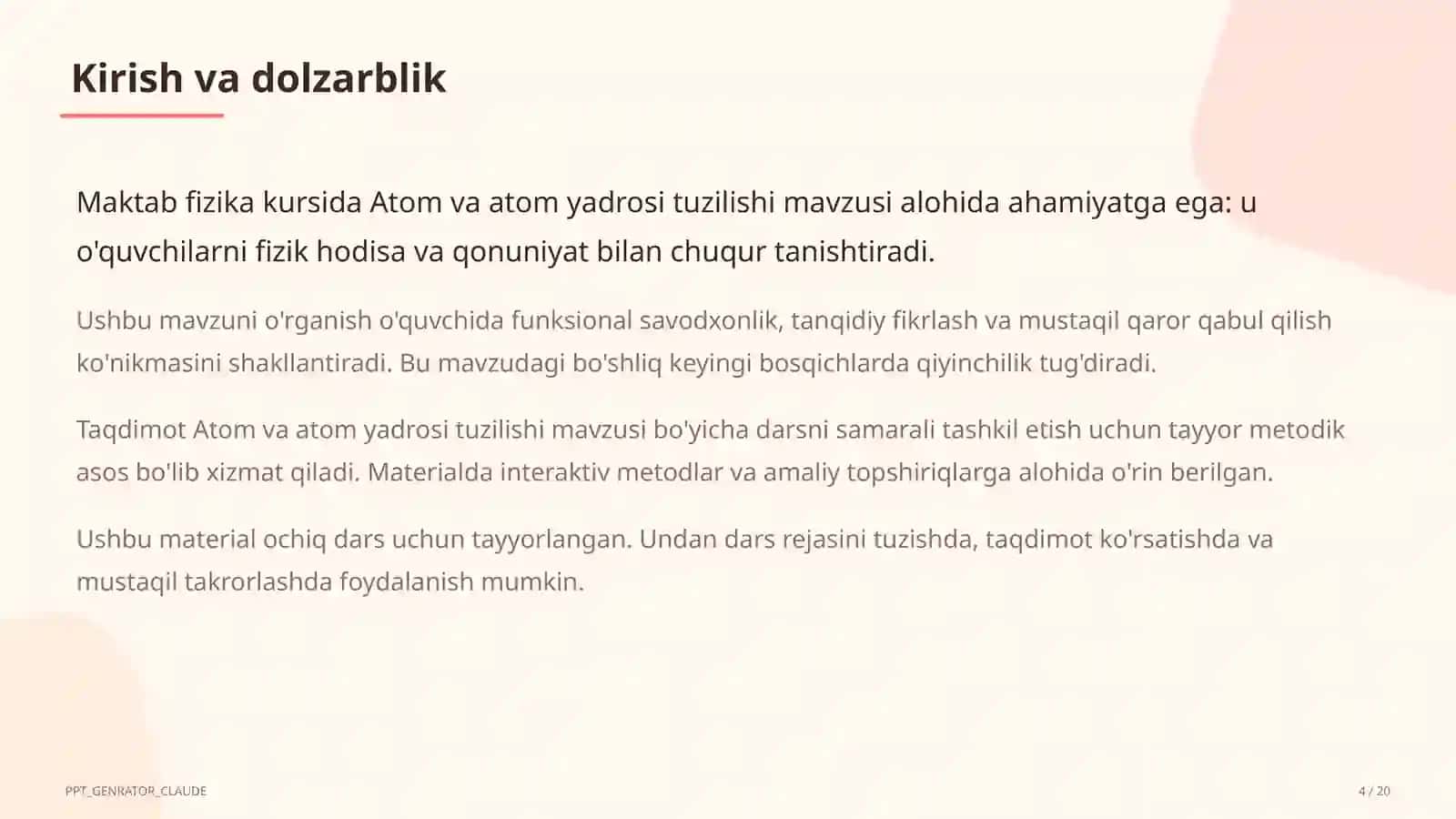 Atom va atom yadrosi tuzilishi (11-sinf) 4
