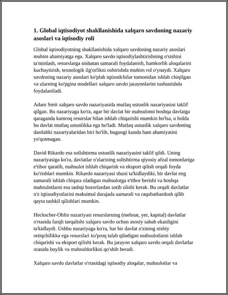 GLOBAL IQTISODIYOT SHAKLLANISHIDA XALQARO SAVDONING O'RNI 4