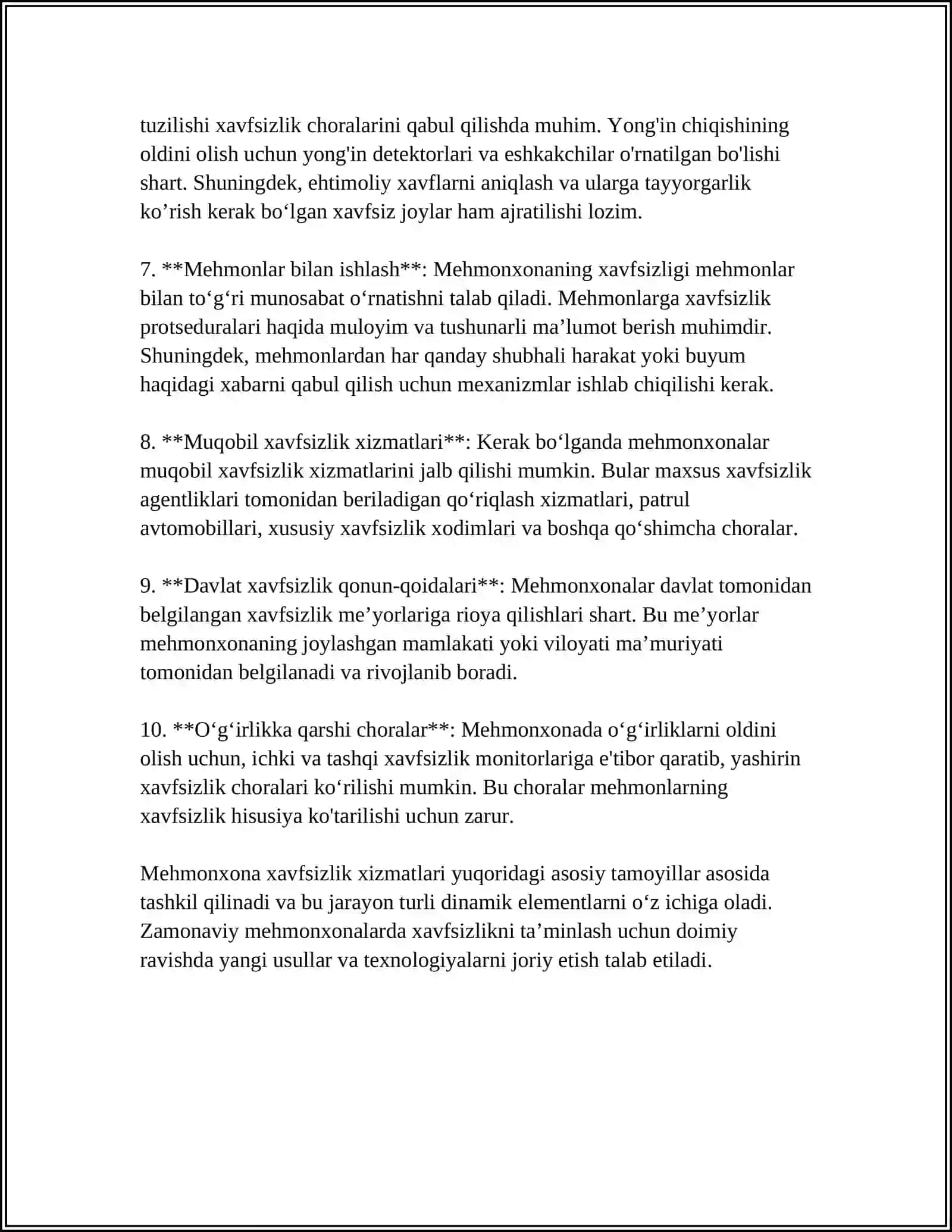 MEHMONXONA XÓJALIGDA XAFSIZLIK XIZMATI FANIGA KIRISH 4