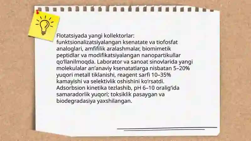 Rudalarni boyitishda zamonaviy flotatsiya reagentlari va ularning samaradorligi 4