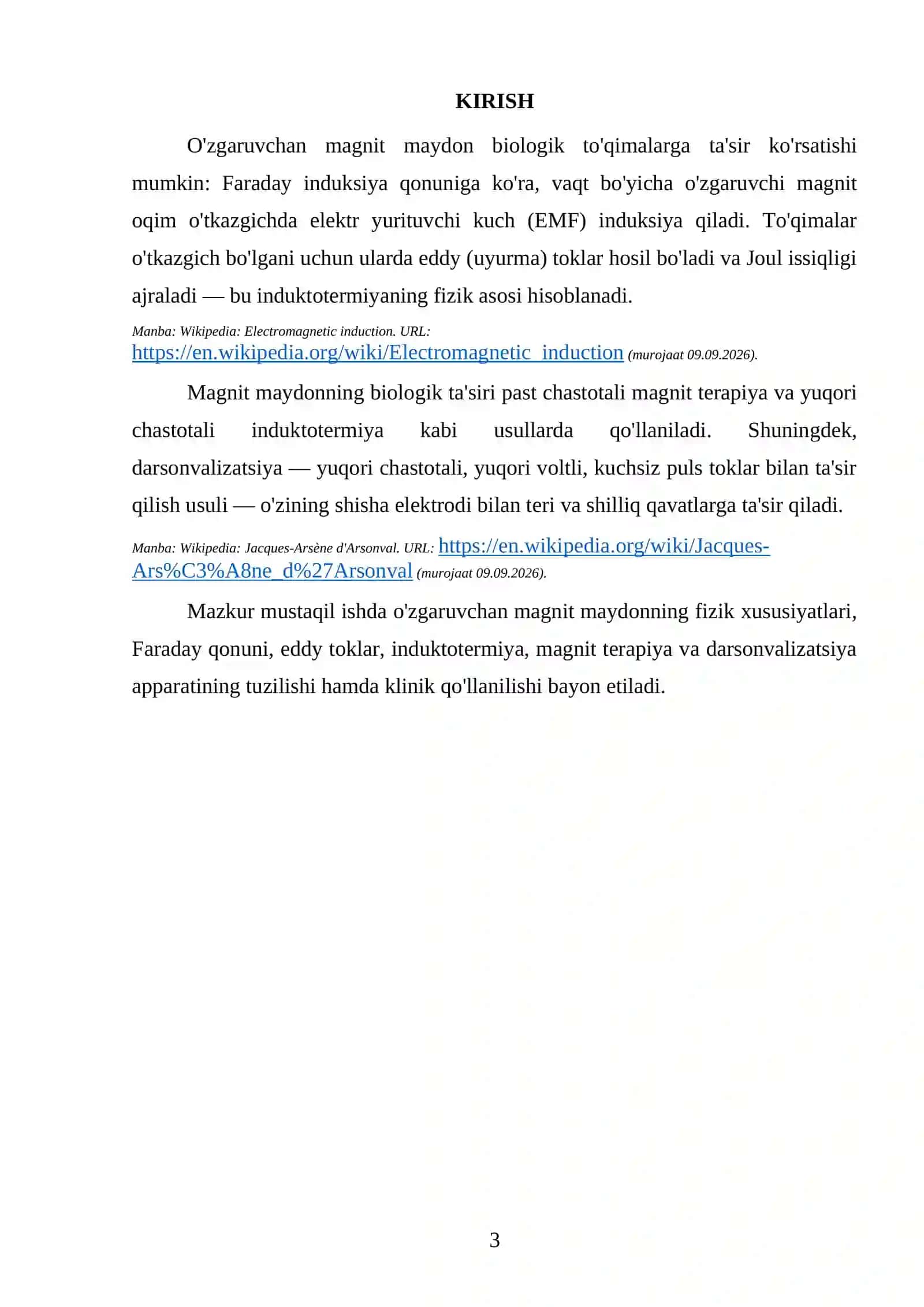 ORGANIZMGA O'ZGARUVCHAN MAGNIT MAYDON BILAN TA'SIR ETISH. DARSONVALIZATSIYA 4