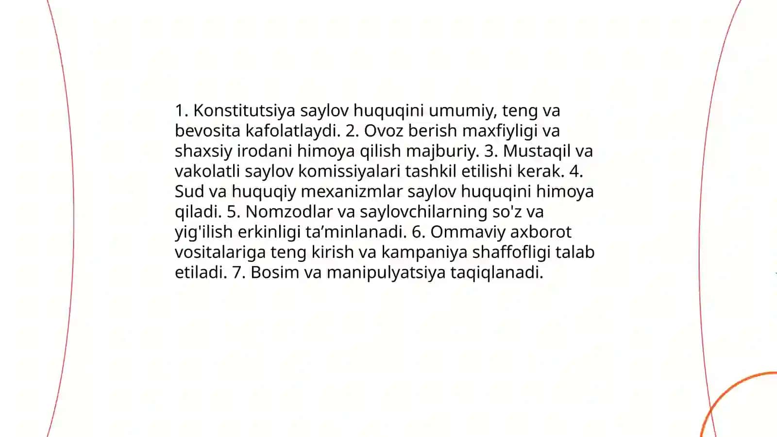 Saylov huquqi erkinligi Fuqorolik Jamiyatining sharti 4
