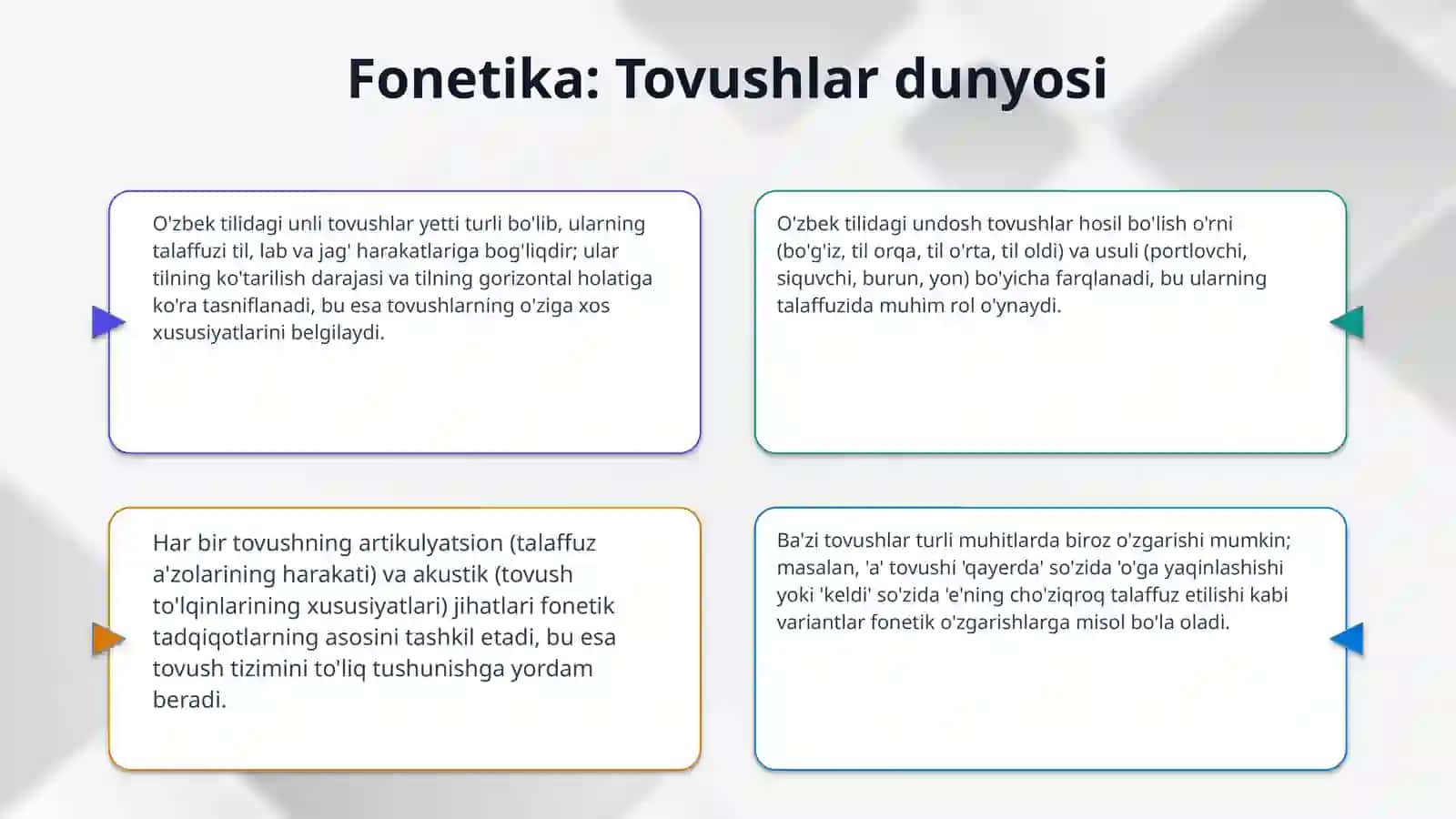 Hozirgi o'zbek tilining fonetika va fonologiyasi 4