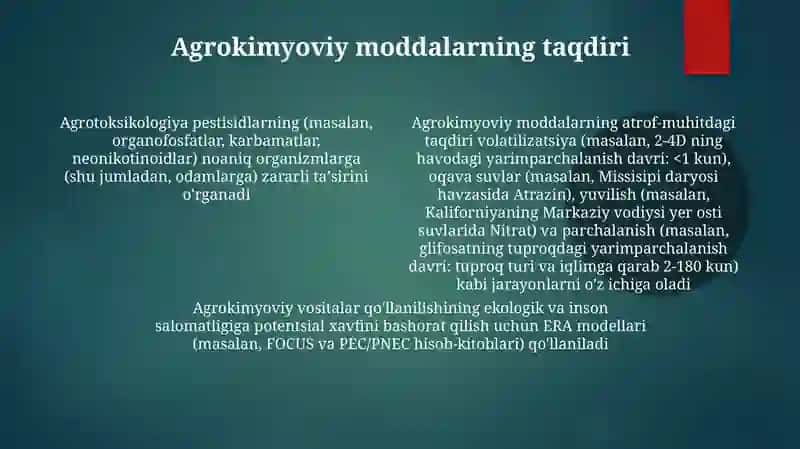 Agronomik toksikologiya haqida tushuncha 4