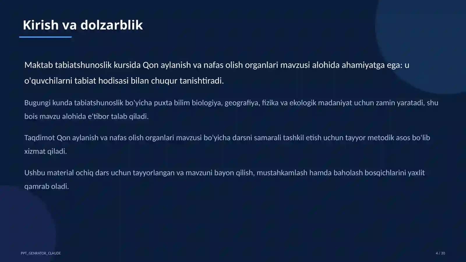 Qon aylanish va nafas olish organlari (4-sinf) 4