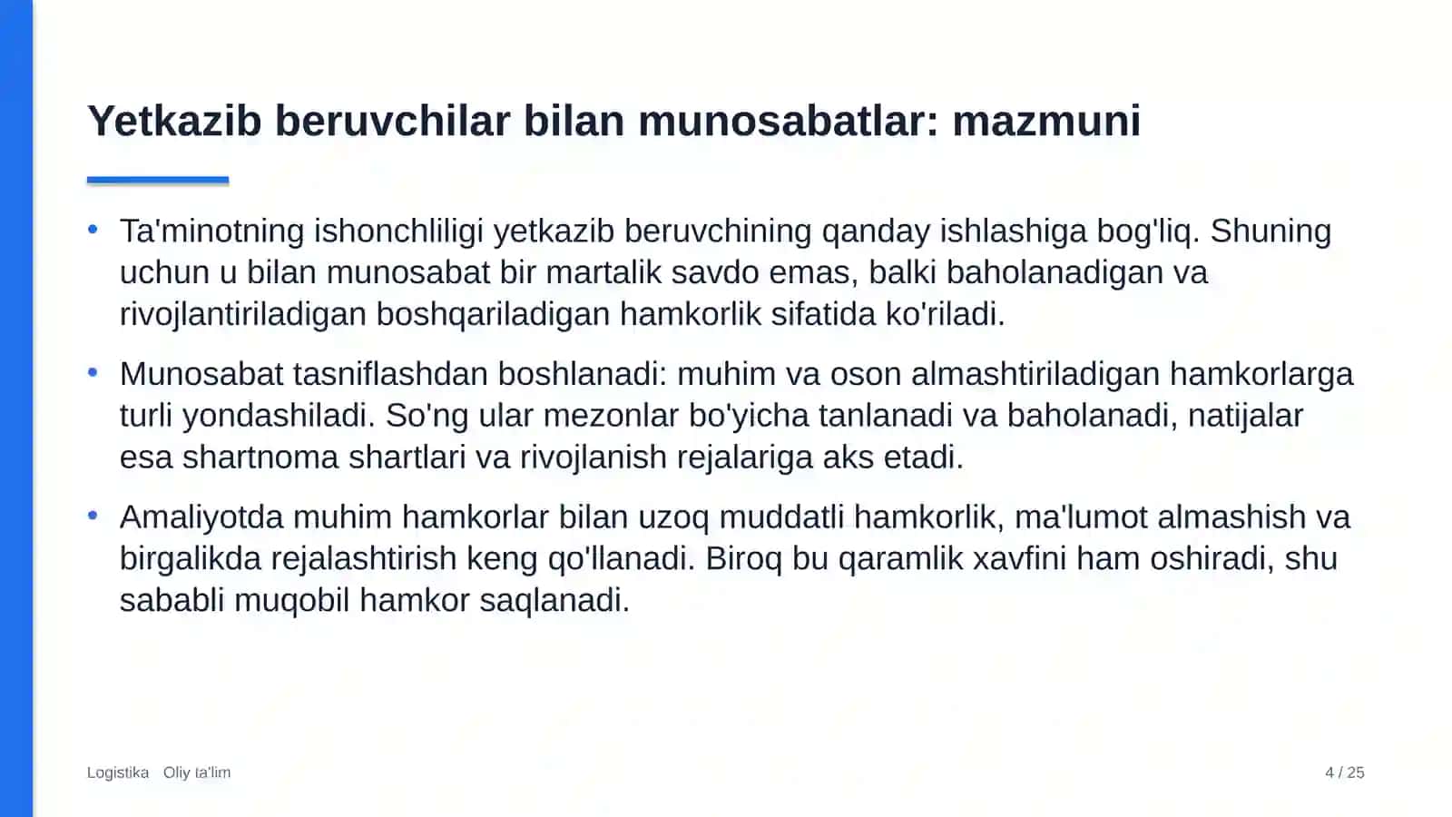 qo'riqlash xizmatlarida yetkazib beruvchilar bilan munosabatlarni boshqarish 8748 4