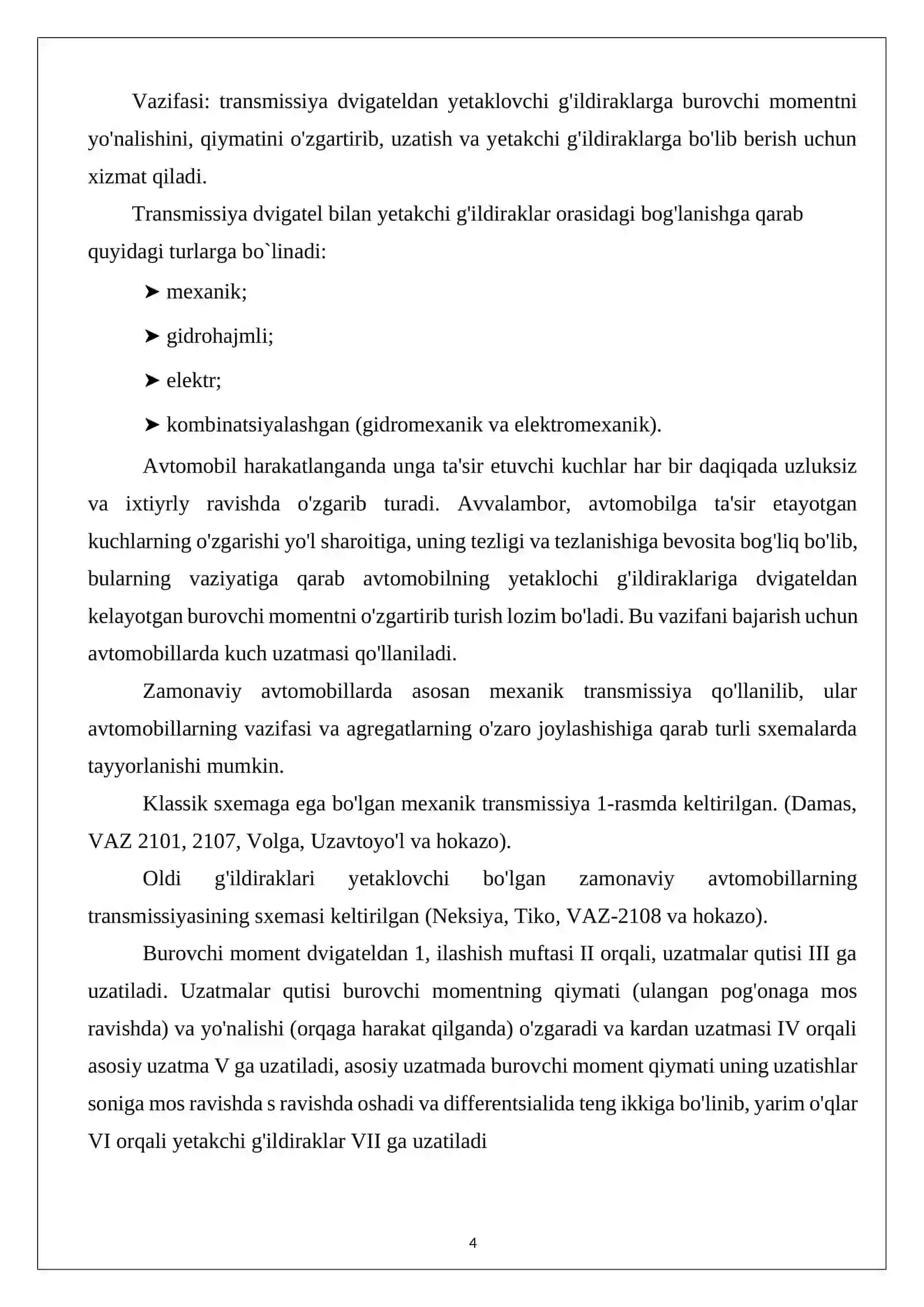 : Transport sistemasini transmissiyasini kristovanilari uchun material tanlang va uni termik ishlov berish texnologiyasini ishlab chiqing 4