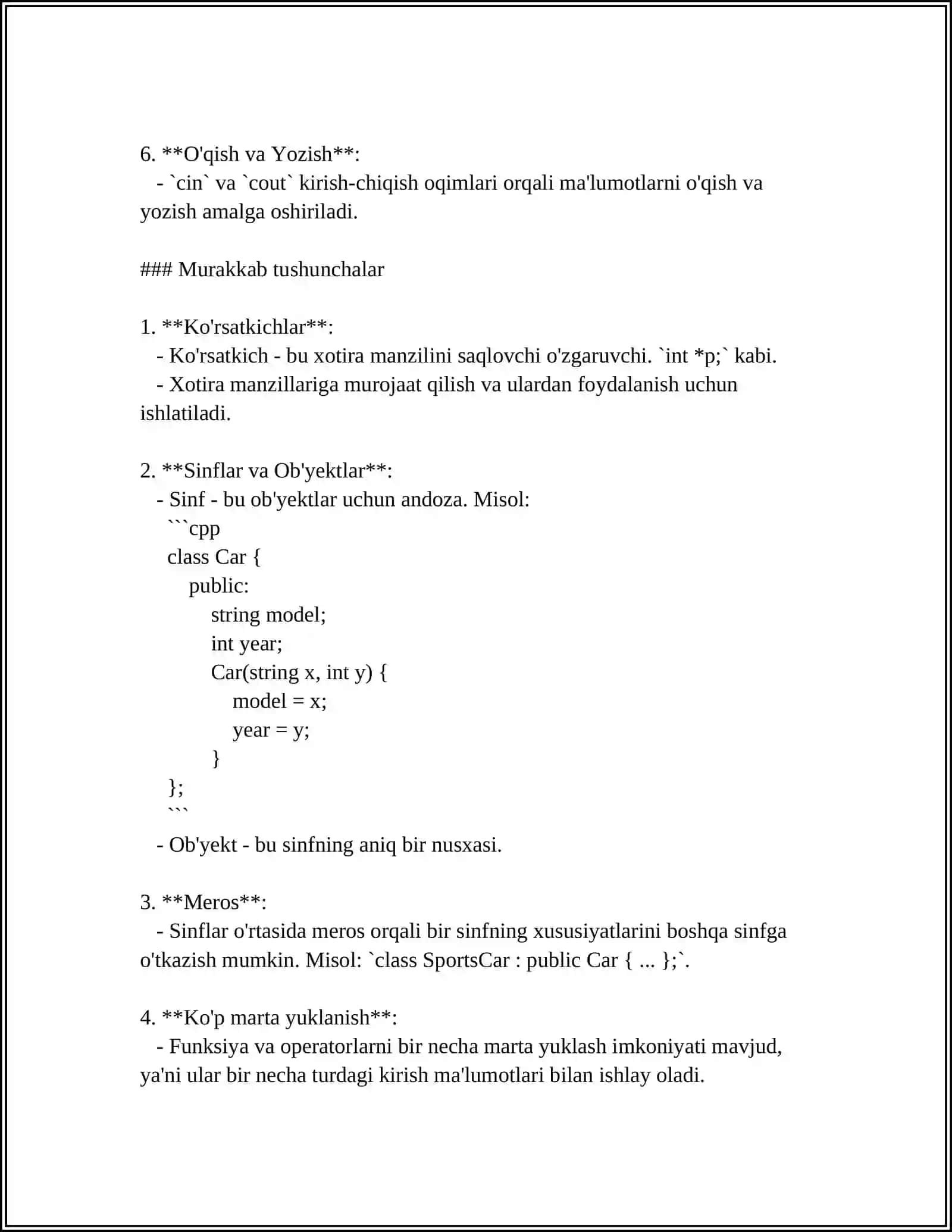 C++ dasturlash tili asoslari 4