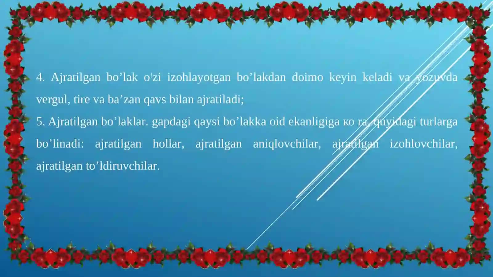 AJRATILGAN BO’LAKLI GAPLAR 4