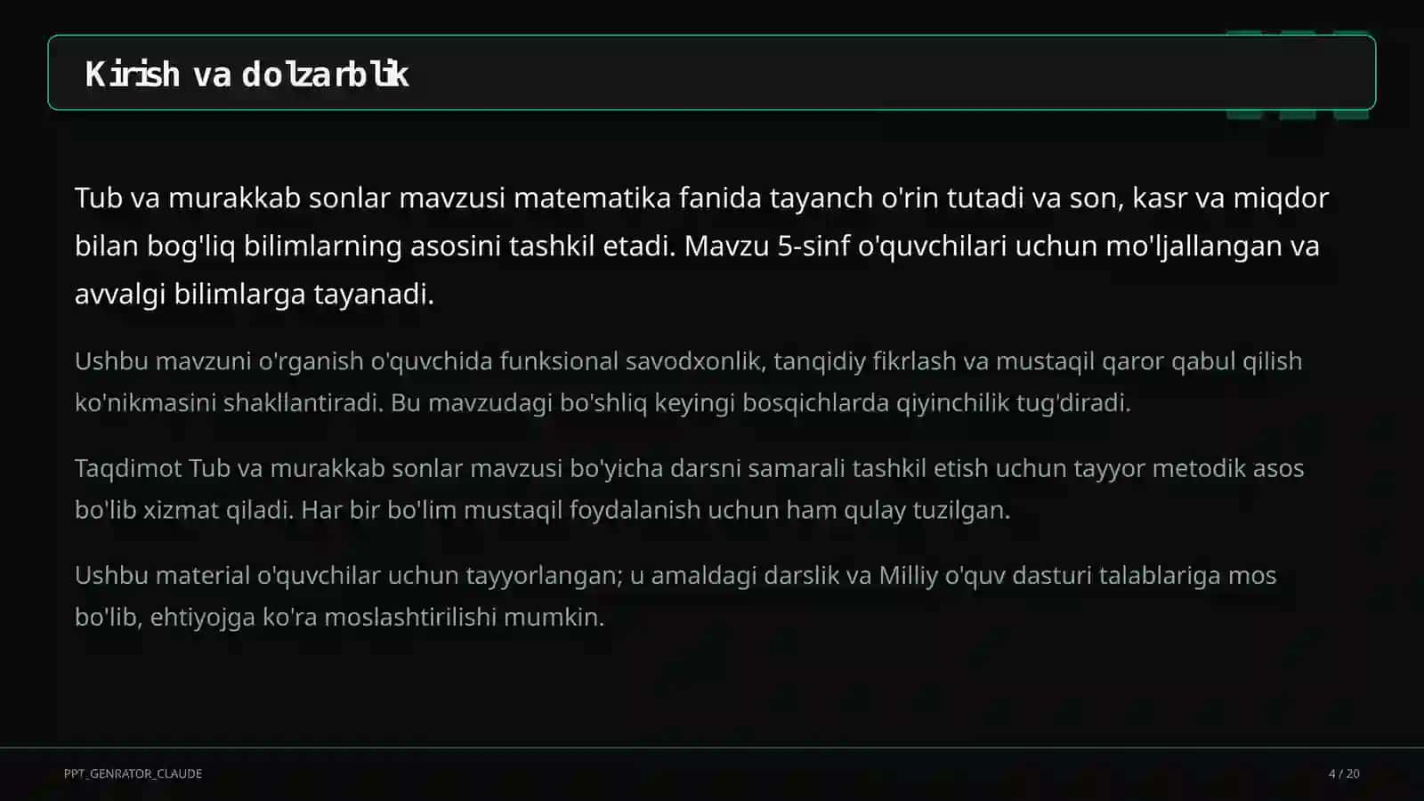 Tub va murakkab sonlar (5-sinf) 4