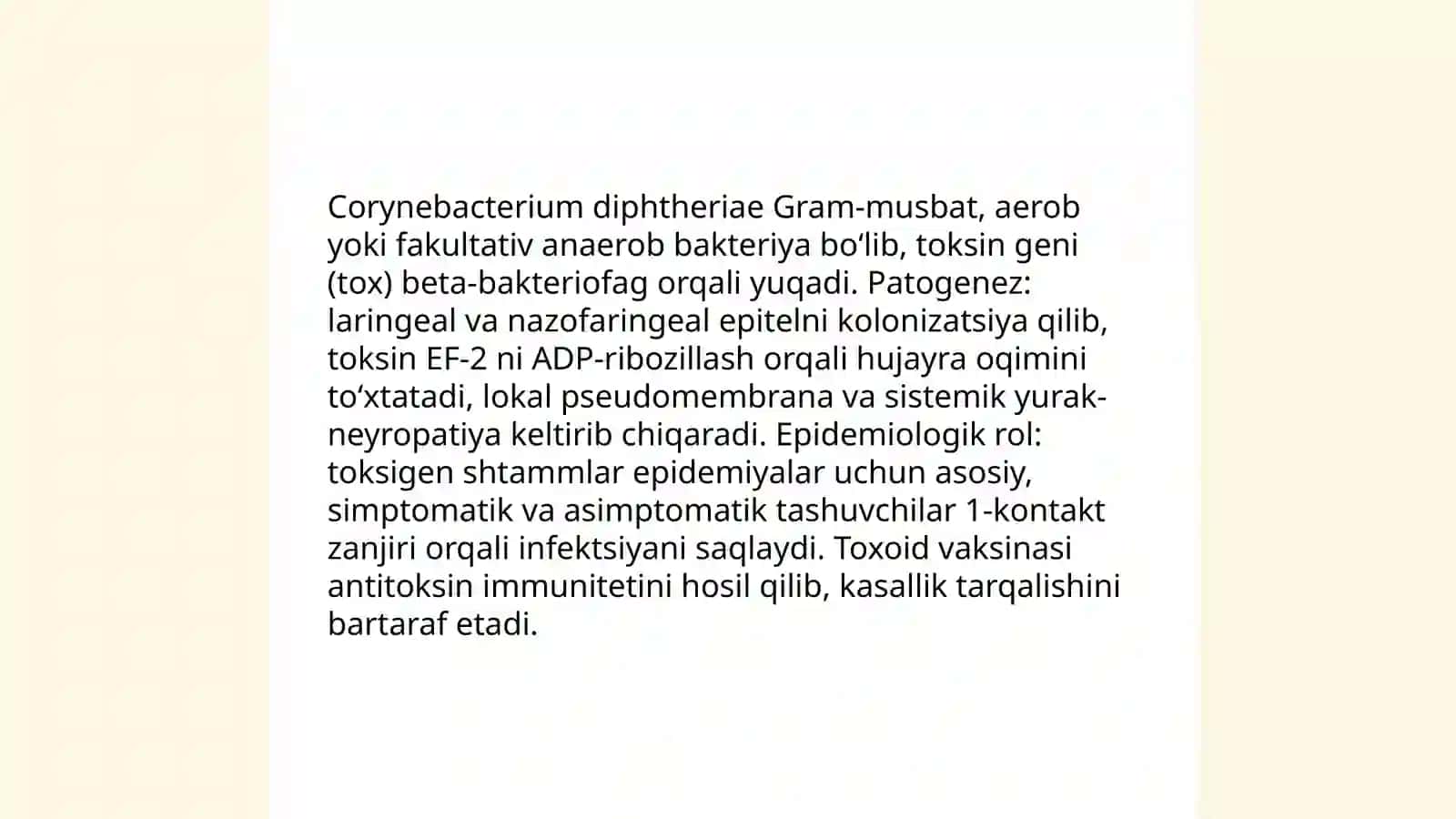 Difteriya epidemiologiyasi, profilaktikasi va epidemiologik nazorati 4