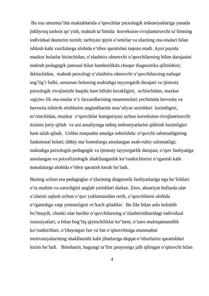 TARBIYASI OG’IR BOLALAR BILAN OLIB BORILADIGAN IJTIMOIY-PEDAGOGIK FAOLIYAT METODIKASI 4