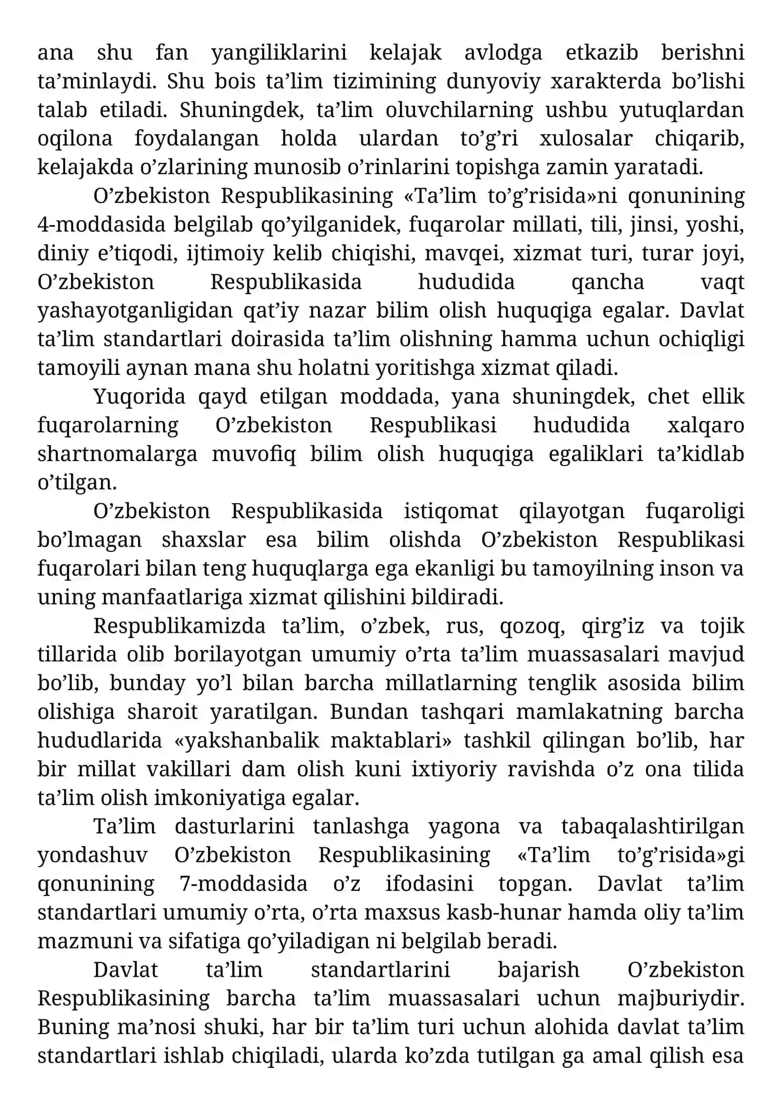 O’zbekiston RESPUBLIKASI TA’LIM TIZIMI VA UNING TURLARI 4