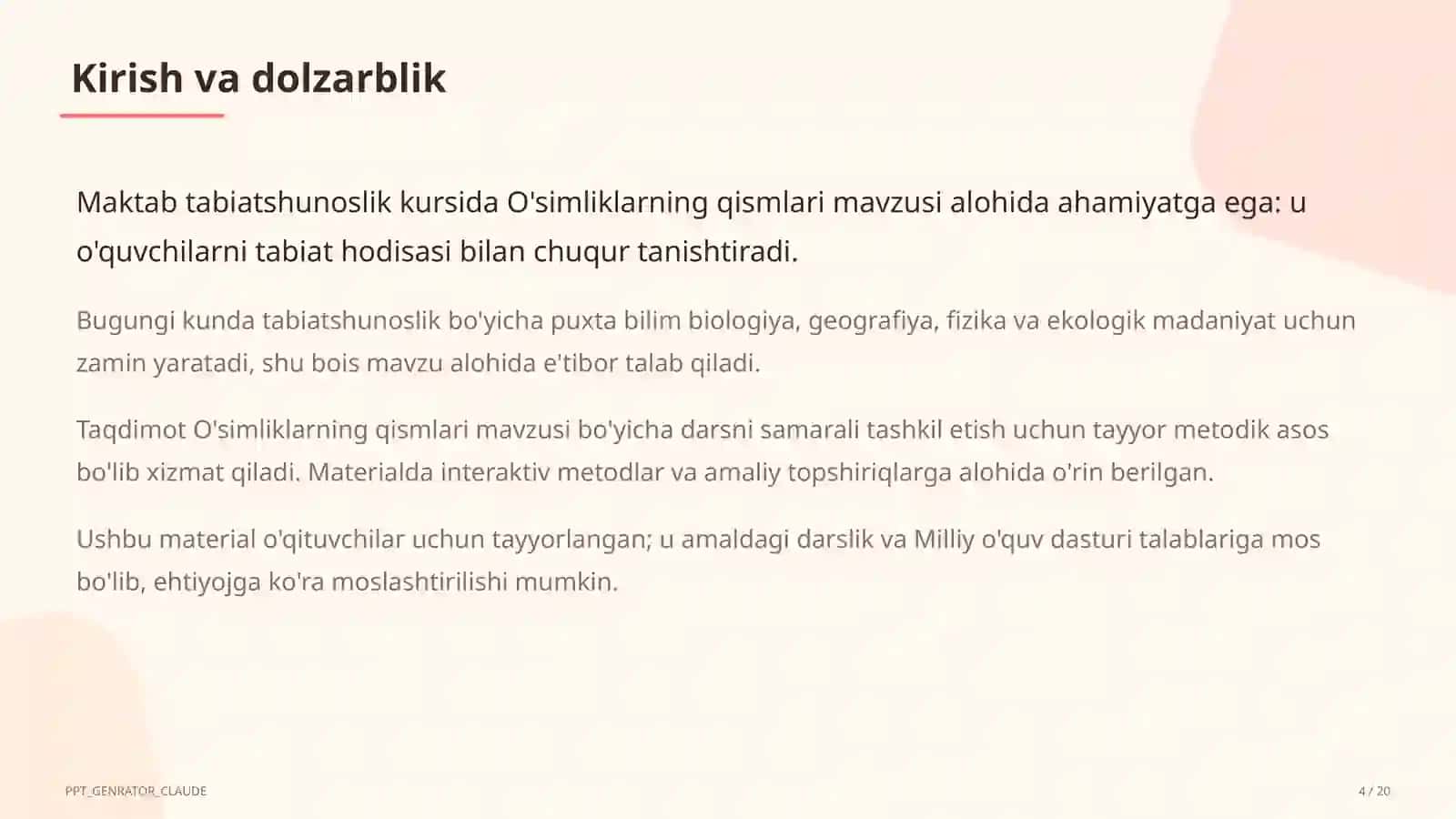 O'simliklarning qismlari (2-sinf) 4