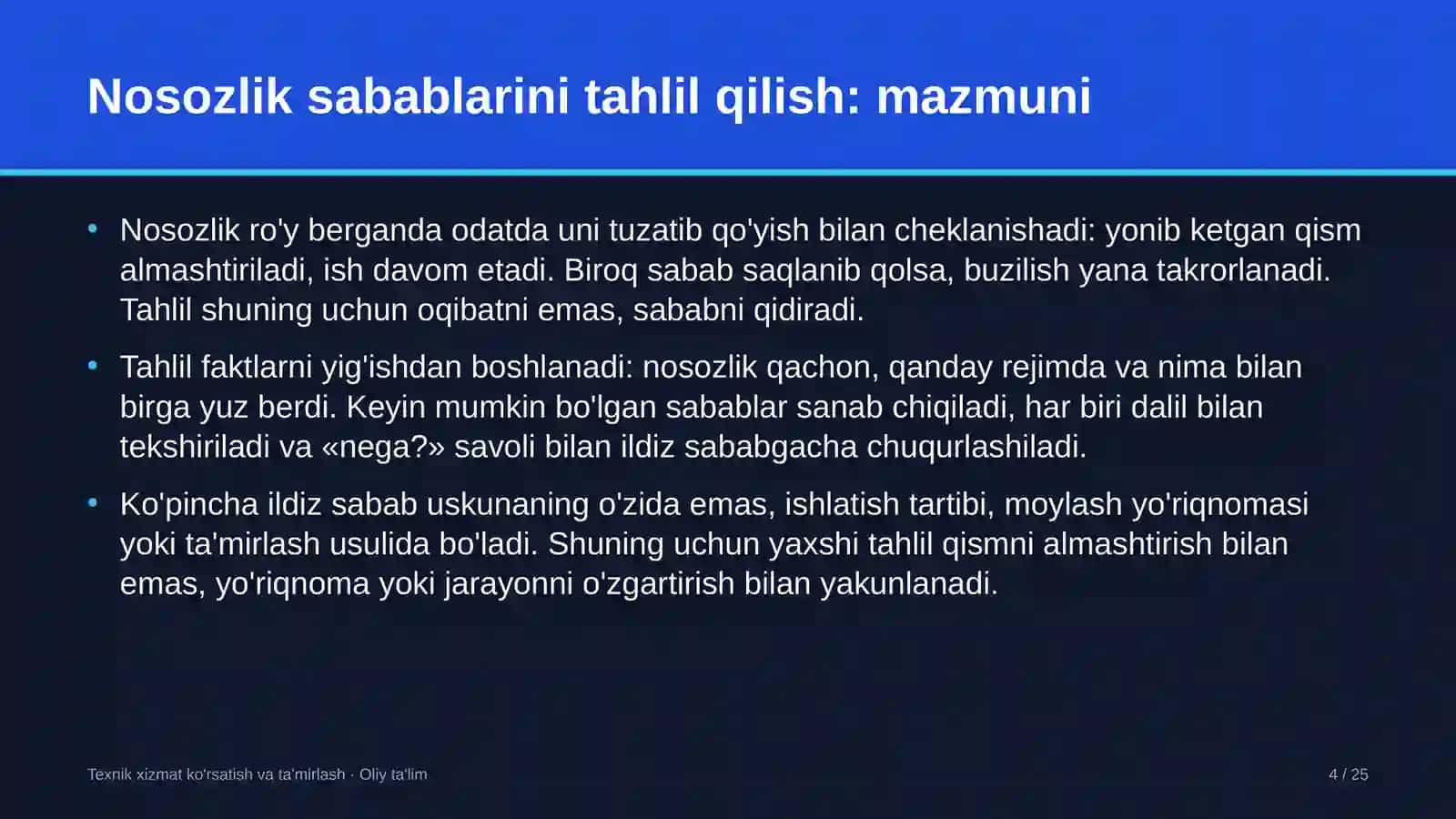 paxta to'qimachilik klasterlarida uskunalar nosozliklarining sabablarini tahlil qilish 6243 4