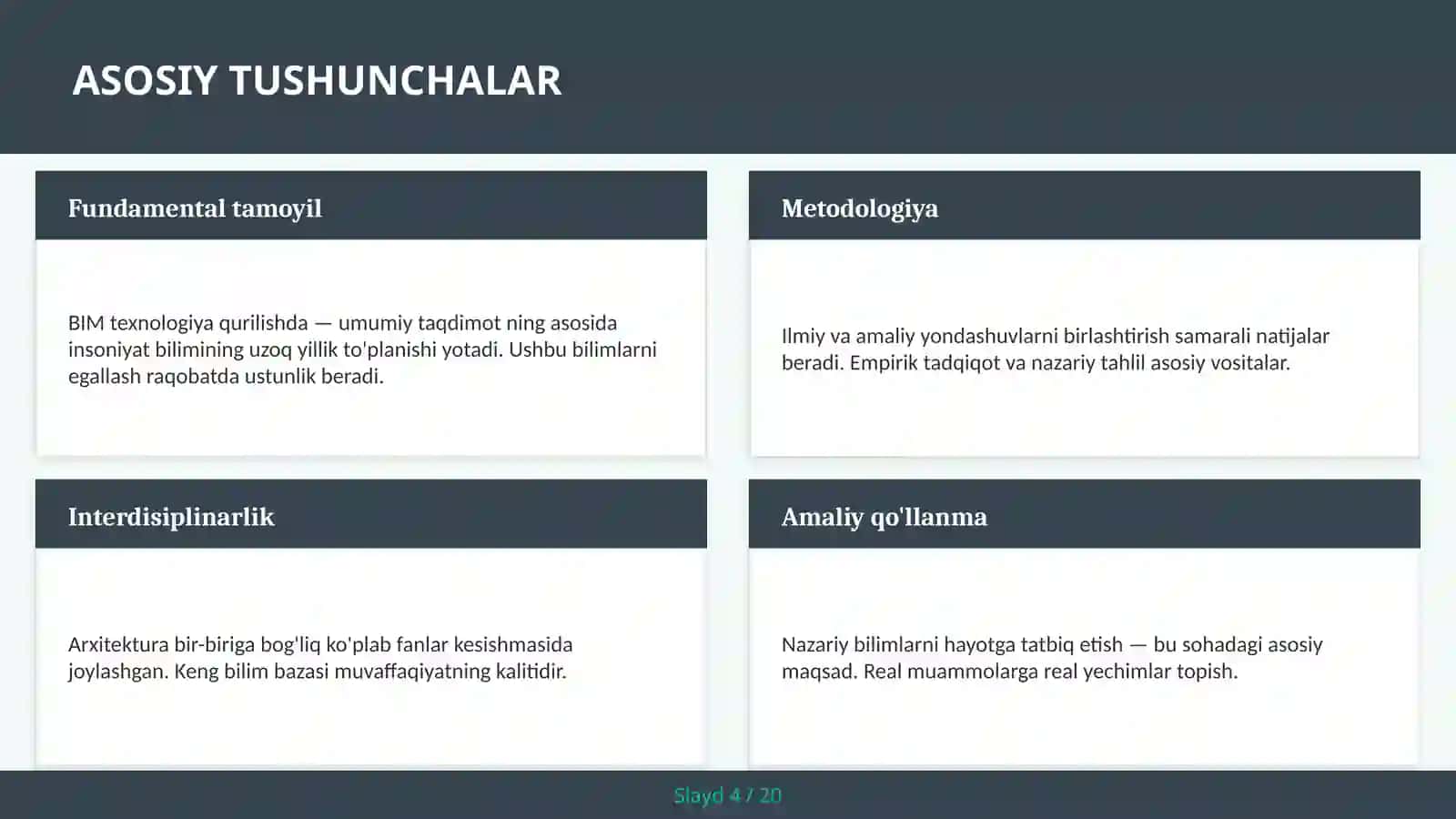 BIM texnologiya qurilishda — umumiy taqdimot 4