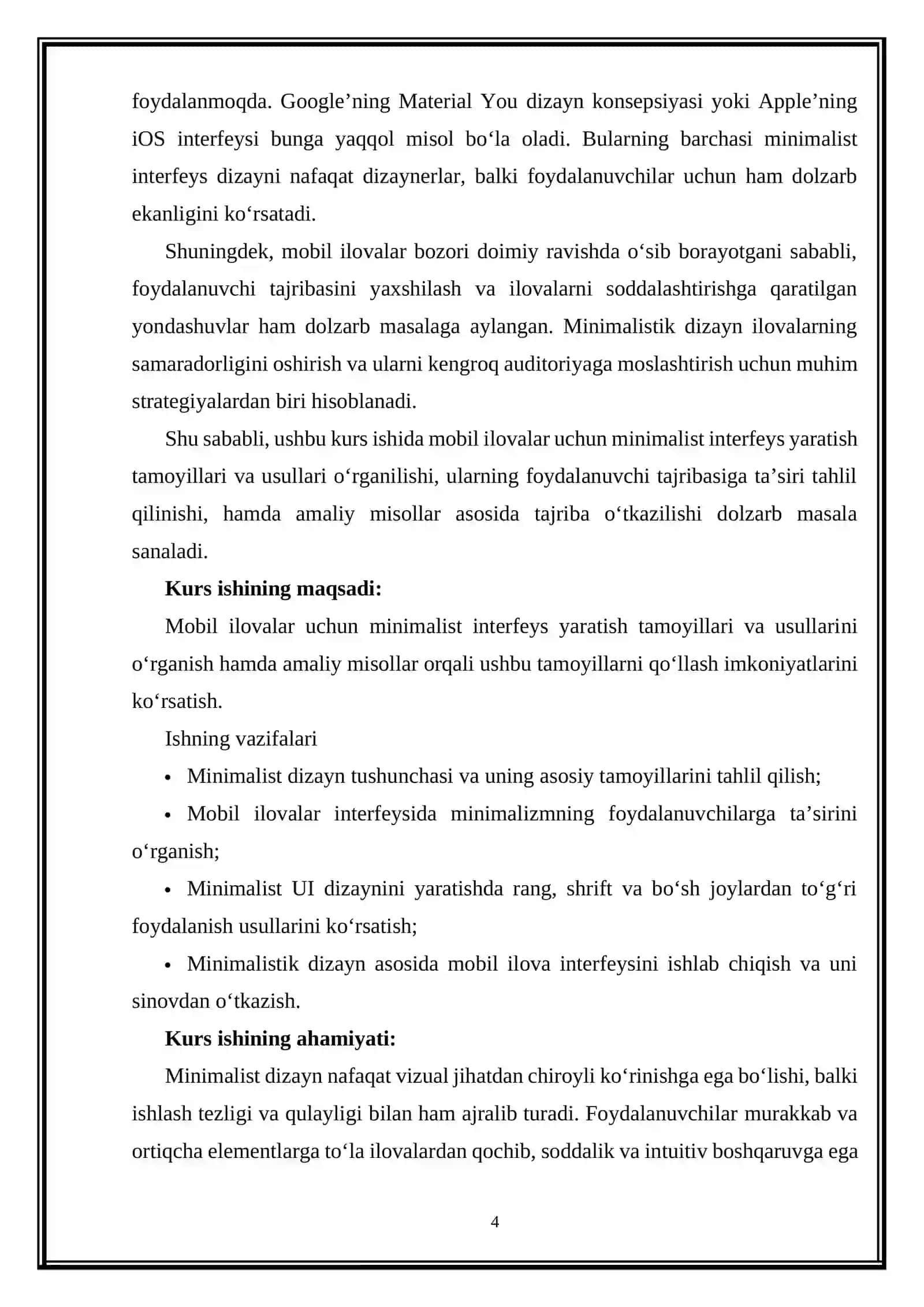 "Mobil ilovalar uchun minimalist interfeys yaratish" 4