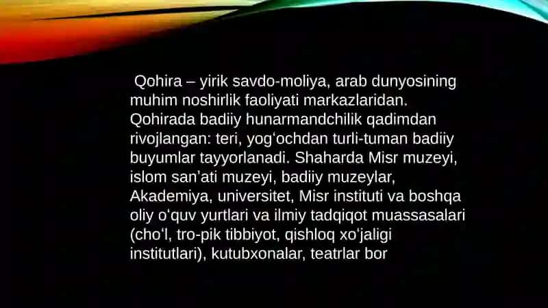 Qohira deklaratsiyasi tarixi va mazmuni borasida tahlili maqola tayyorlash. Yaqin Sharq mintaqasidagi ziddiyatli vaziyat sabablari tarixi haqida maqola tayyorlash 4