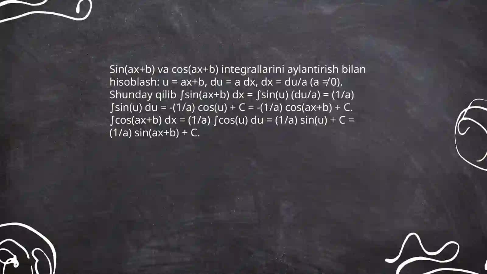 Trigonometric funksiyalarni integrallash 4