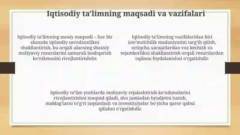 Oilabilanhamkorlikdaiqtisodiytarbiyanirivojlantirish 4
