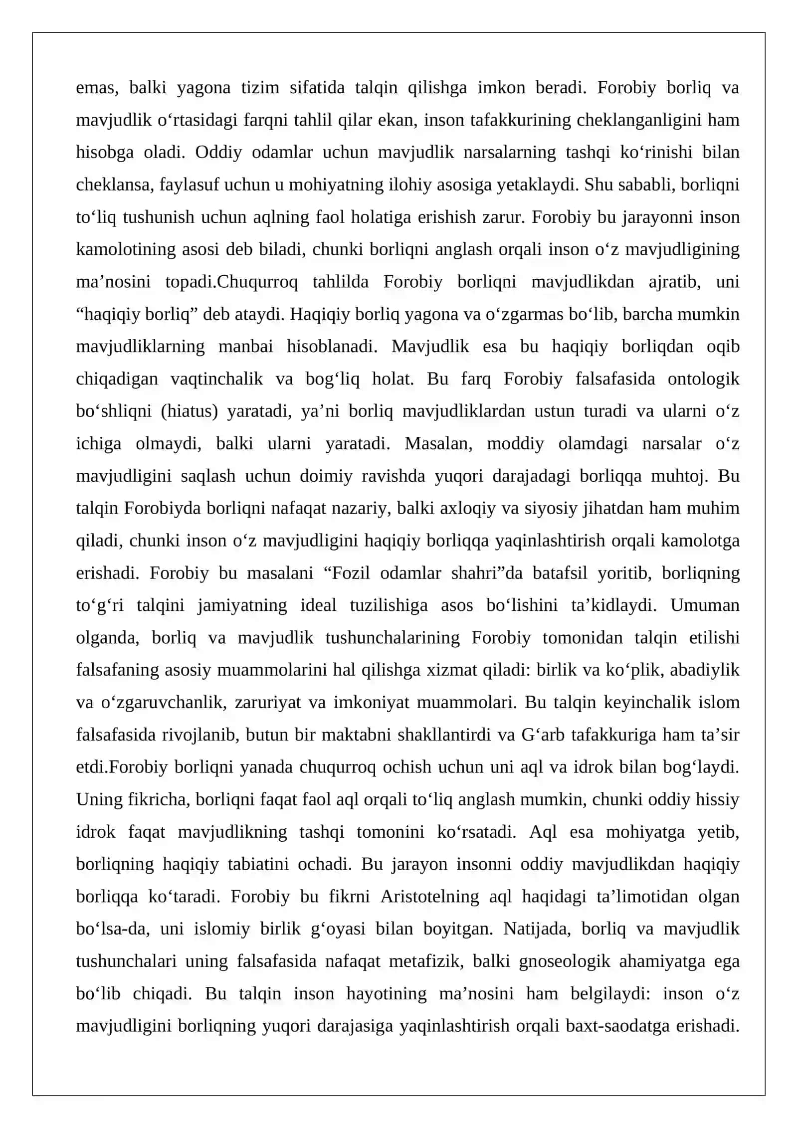 Forobiyning borliq haqidagi qarashlari 4