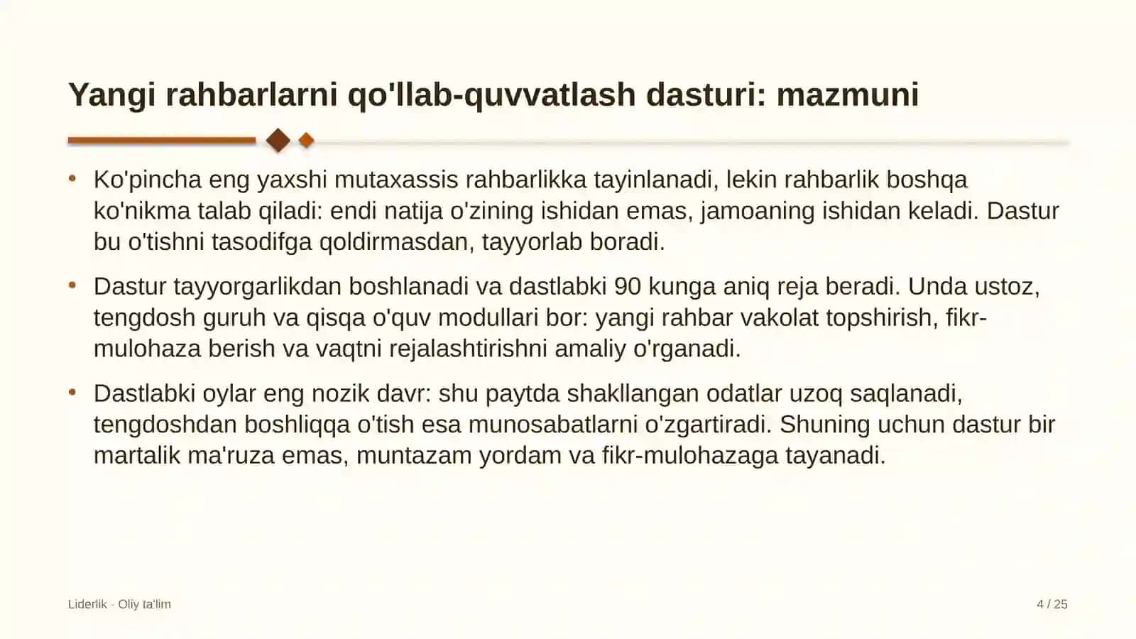 doktoranturada yangi tayinlangan rahbarlarni qo'llab quvvatlash dasturi 3327 4