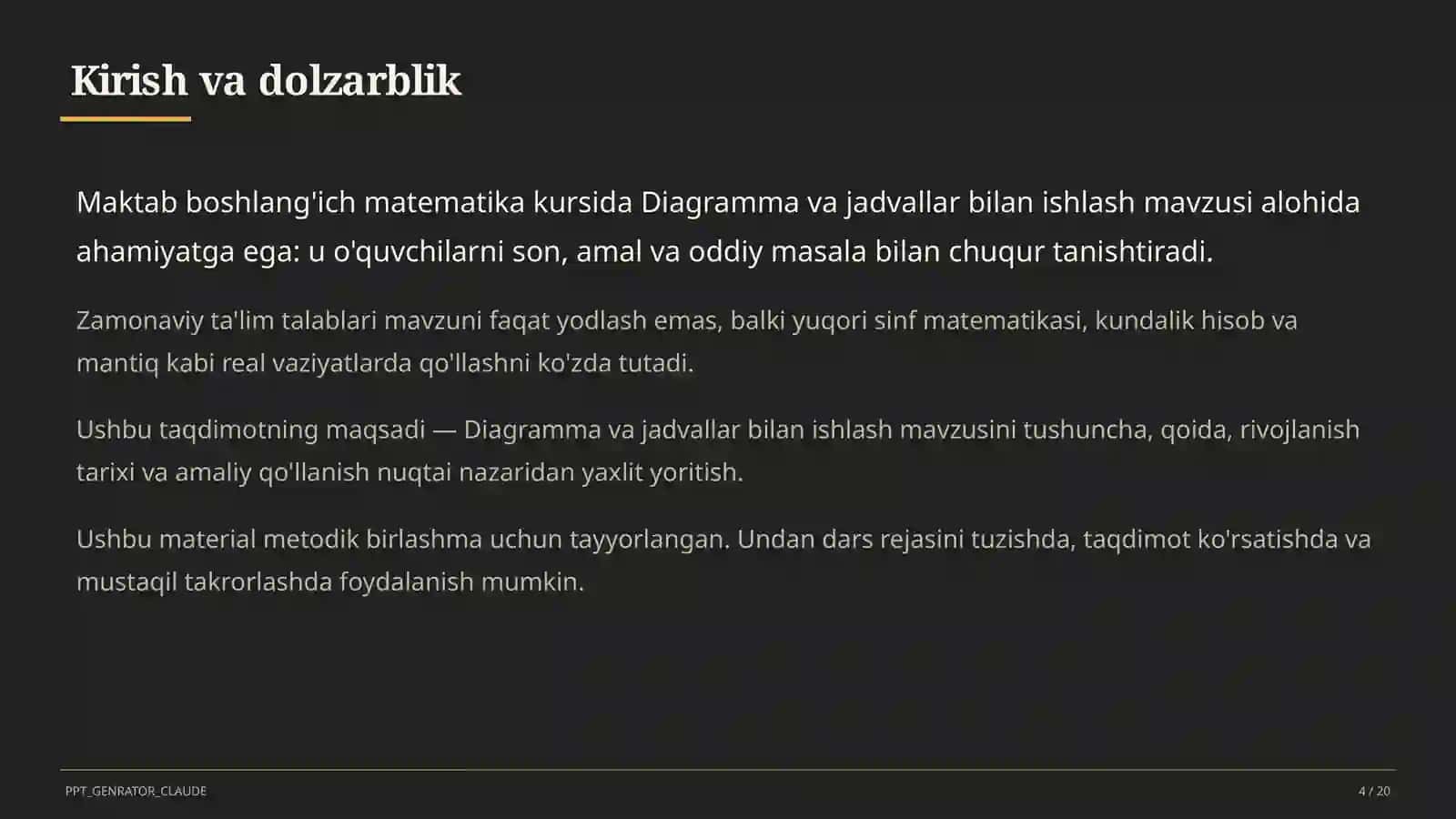 Diagramma va jadvallar bilan ishlash (4-sinf) 4
