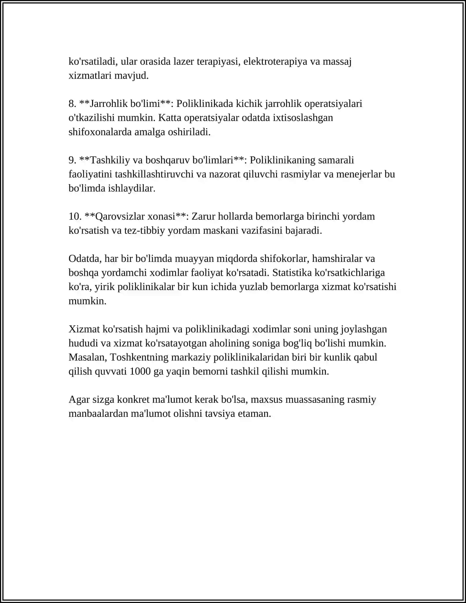 OILAVIY POLIKLINIKA OSHP VA KORXONALARNING SALOMATLIK PUNKTI TUZILISHI VAZIFALARI 4