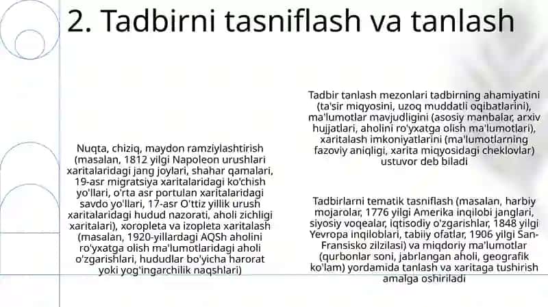 Tarixiy kartalarda hodisalarni kartagrafik tasvirlash usullarini o'rganish 4
