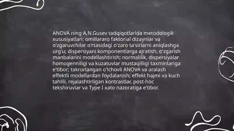 Eksperimental psixologiyada dispersion tahlil usulining o’ziga xos tomonlari A.N.Gusevning tadqiqotlarini talqin etish 4