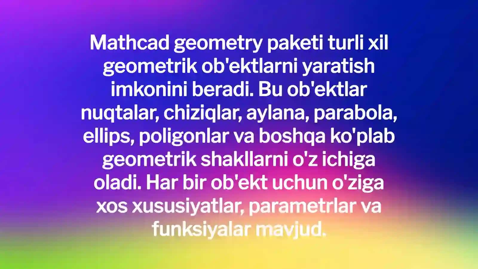 Mathcadda geometry paketi funktsiyalari 4