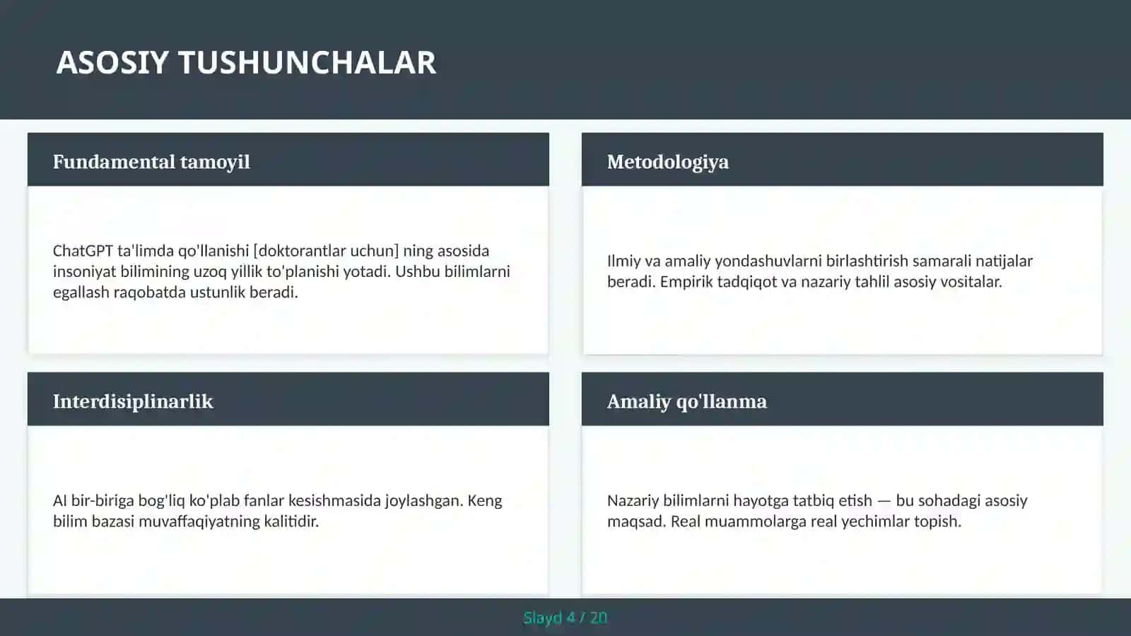 ChatGPT TA'LIMDA QO'LLANISHI [DOKTORANTLAR UCHUN] 4