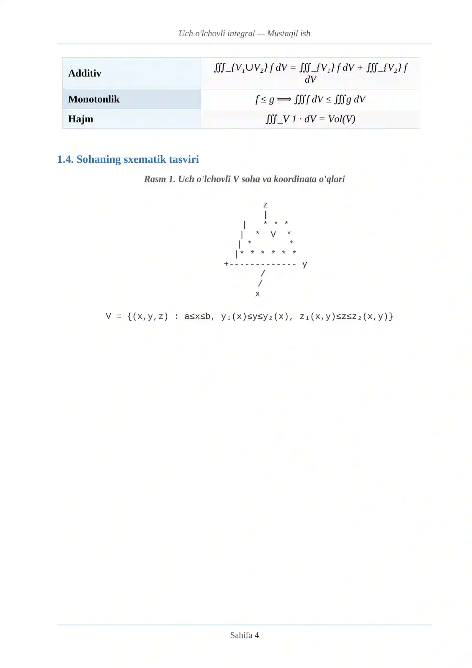 UCH O'LCHOVLI INTEGRAL 4