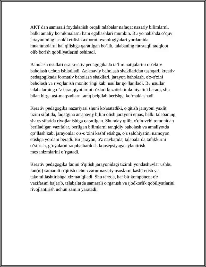 Kreativ Pedgogika Fanini O'qitish Jarayoni Yaxlit Tizim Sifatida 4