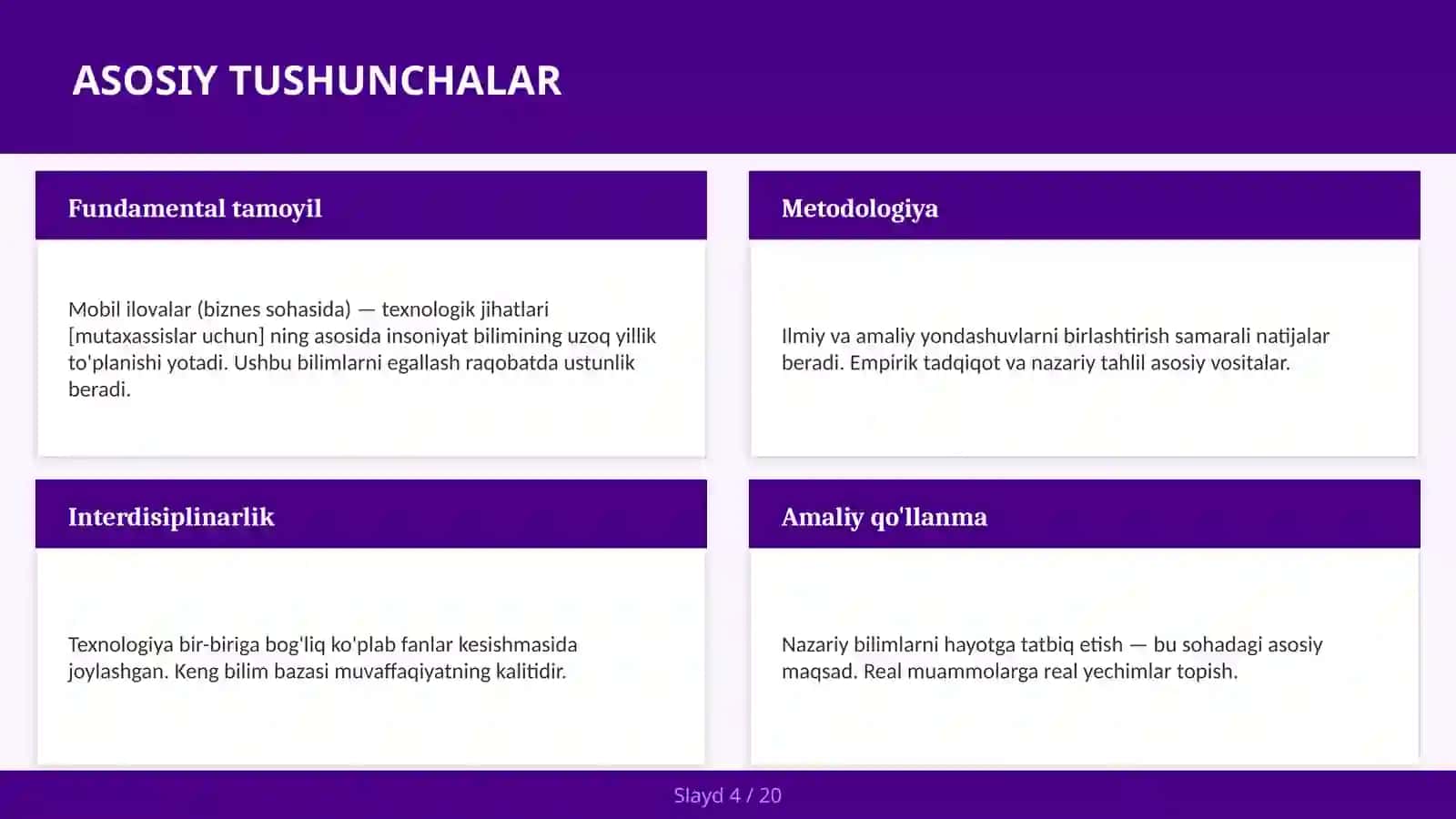 MOBIL ILOVALAR (BIZNES SOHASIDA) — TEXNOLOGIK JIHATLARI [MUTAXASSISLAR UCHUN] 4