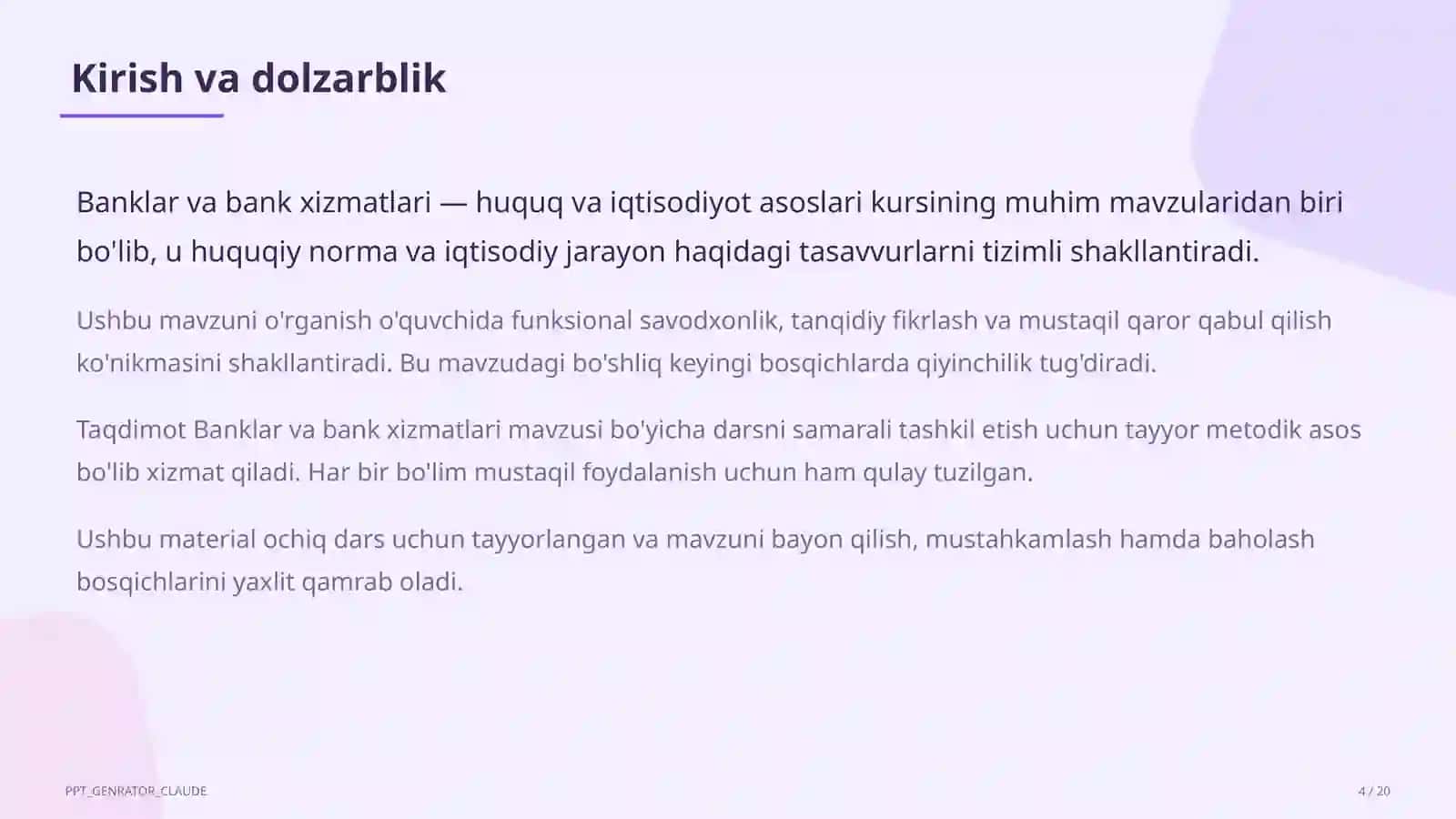 Banklar va bank xizmatlari (10-sinf) 4