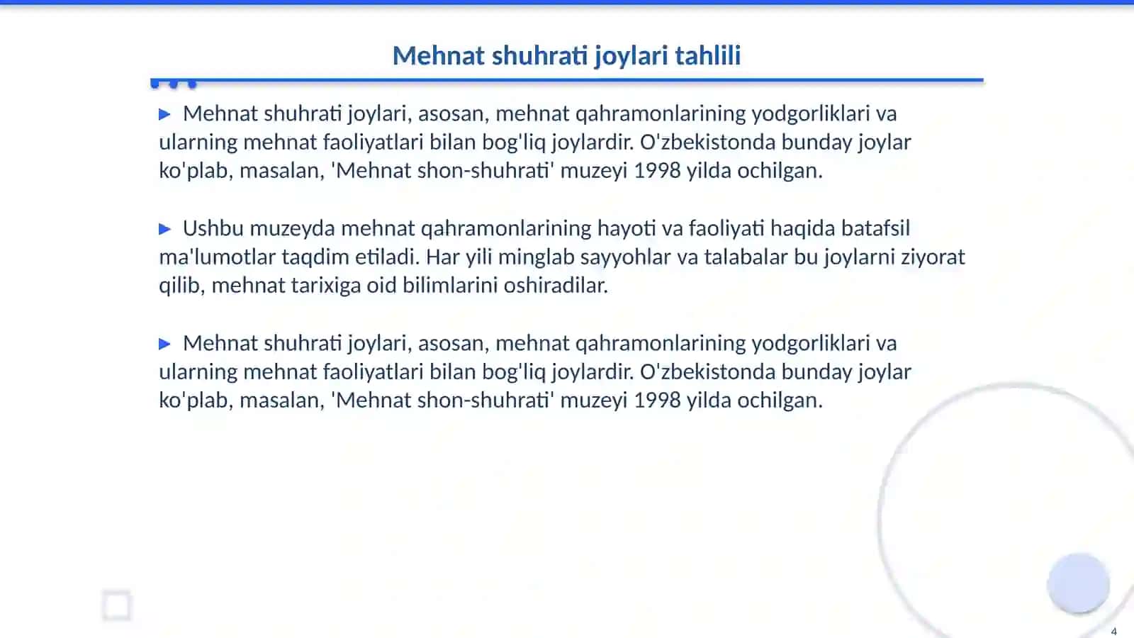 Jangovor va mehnat shuhrati joylariga safarlar tashkil qilish 4
