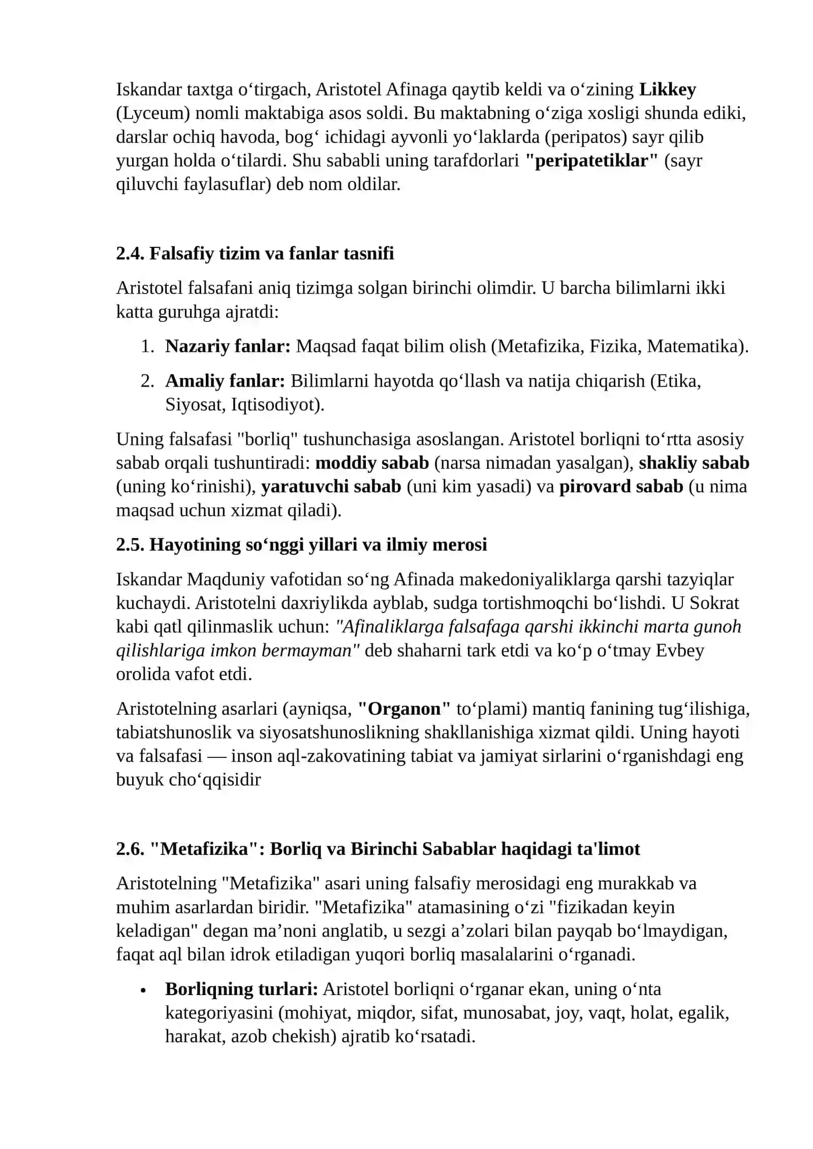 Aristotel falsafasi 4
