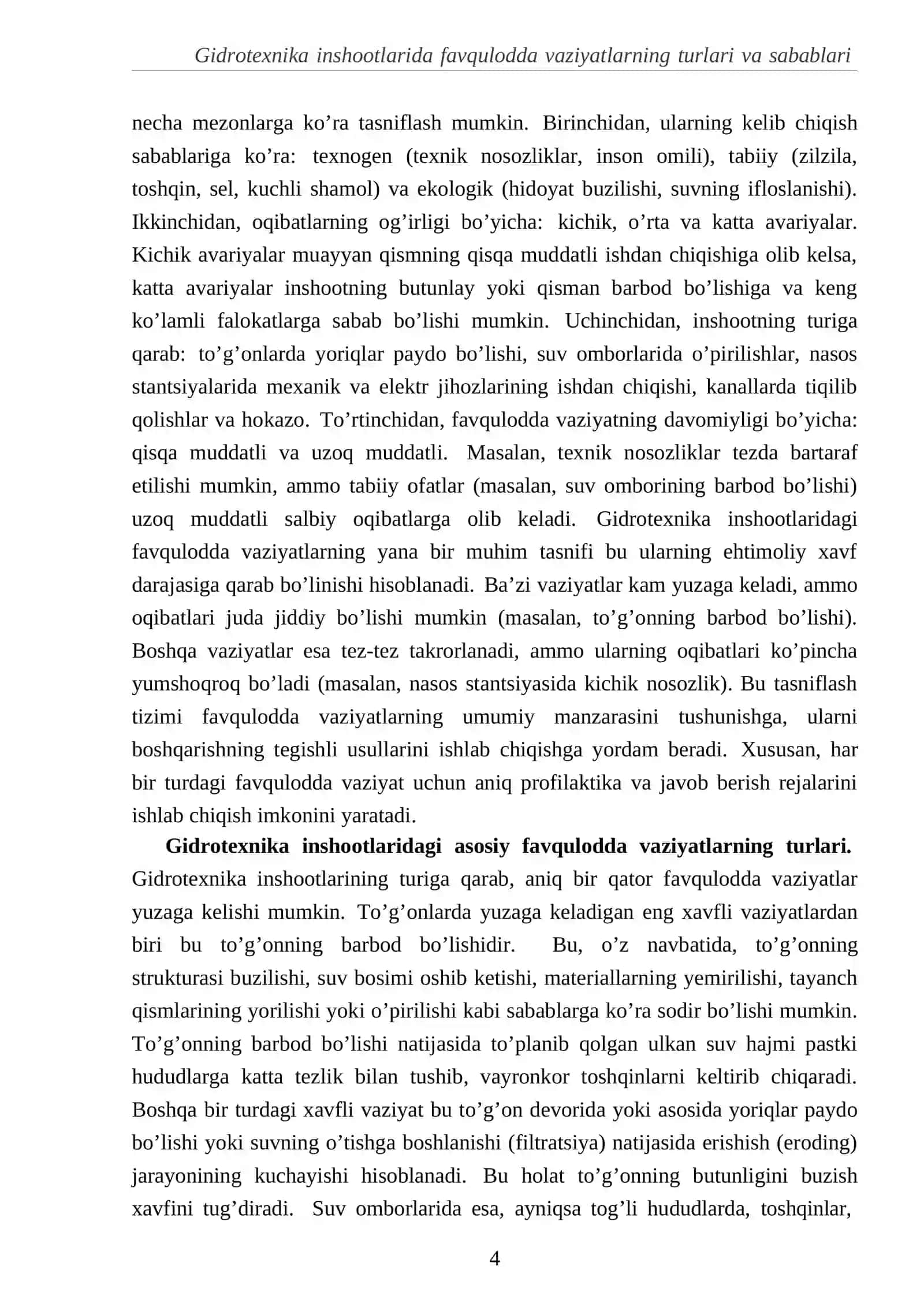 Gidrotexnika inshootlarida favqulodda vaziyatlarning turlari va sabablari 4