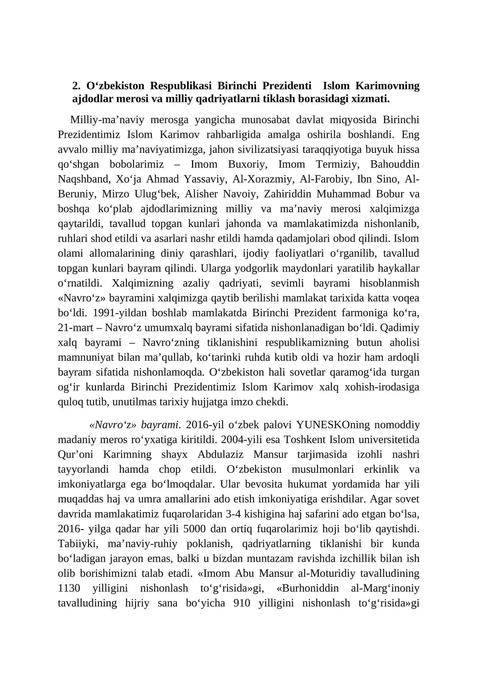 MUSTAQILLIK YILLARIDA O‘ZBEKISTONDAGI MA’NAVIY VA MADANIY TARAQQIYOT 4