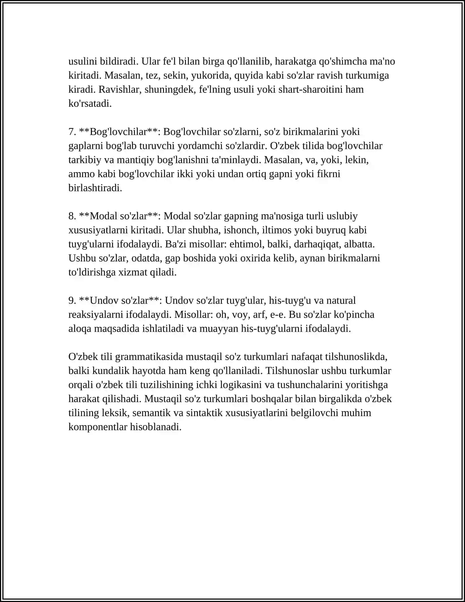 O'zbek Tilida Mustaqil So'z Turkumlari 4
