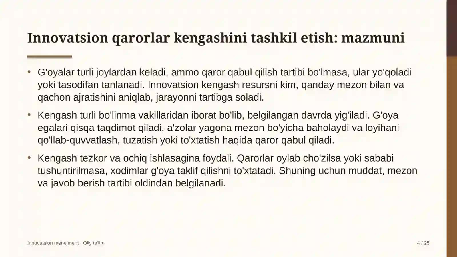 buyurtmaxonalarda innovatsion qarorlar kengashini tashkil etish 5644 4