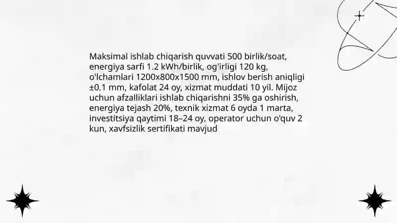 Ishlab chiqarish quvvati va ishlab chiqarish salohiyati haqida taqdimot 4