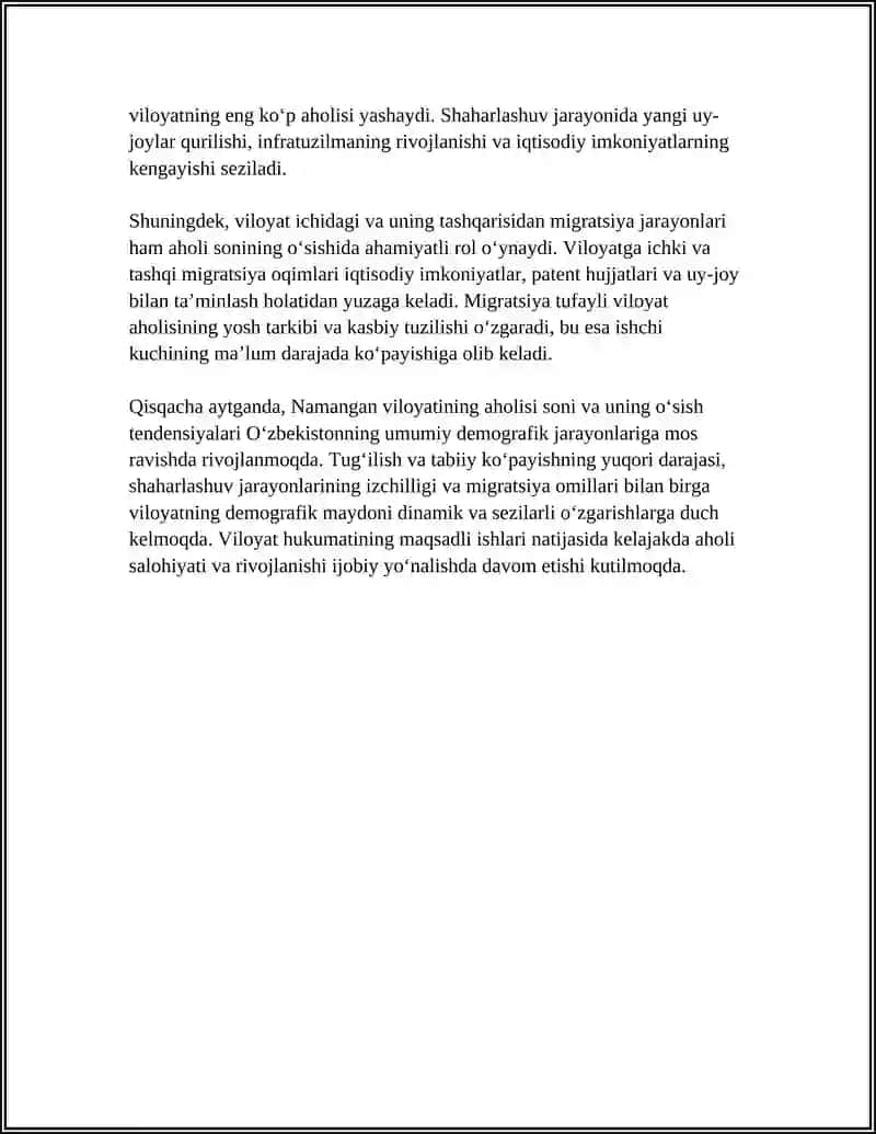 Namangan viloyatining aholisi, joylashuvi, urbanizatsiyasi, tabiati 4
