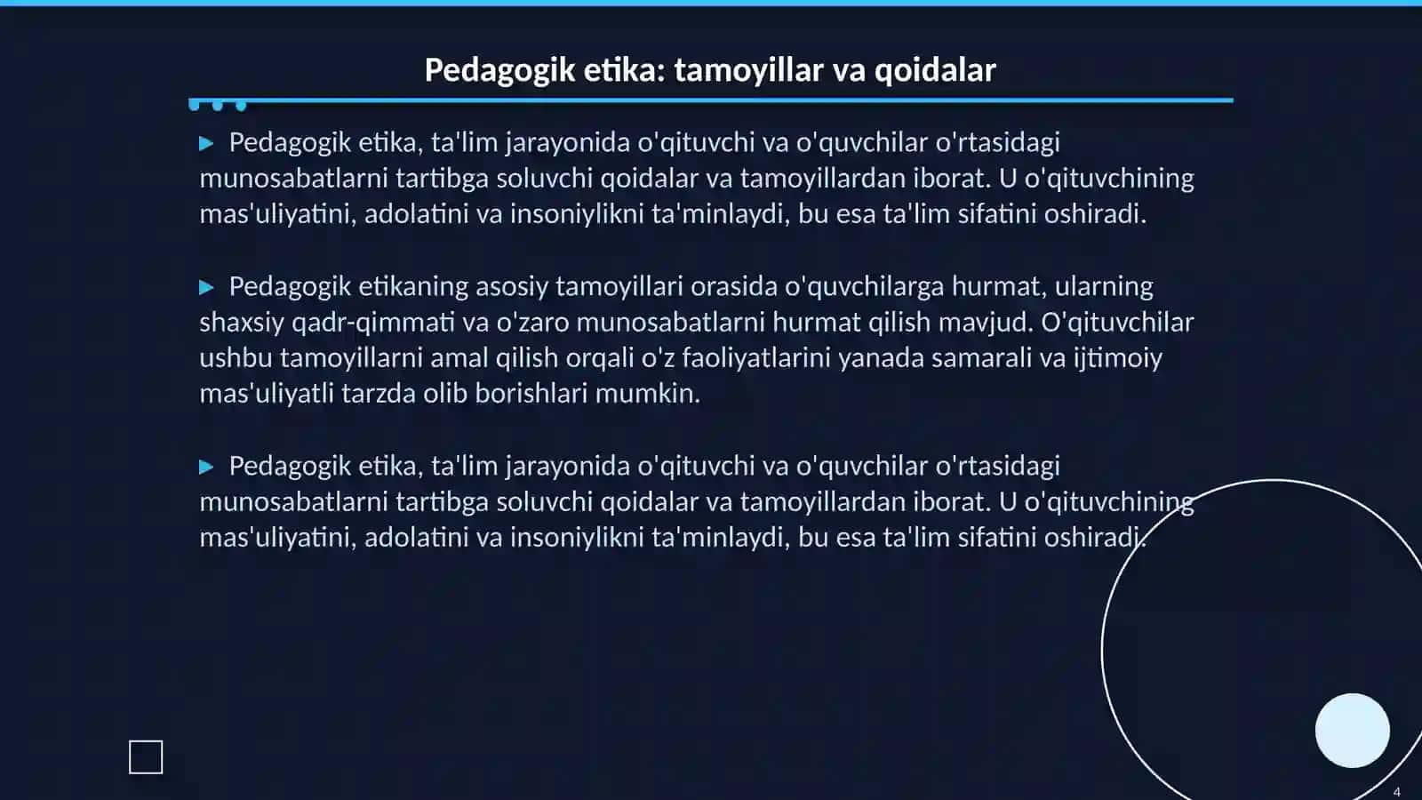 Pedagogik takt va pedagogik etika. Pedagogik texnika haqida tushuncha 4