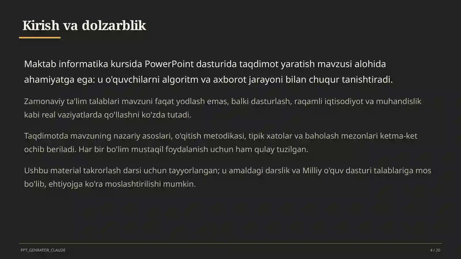 PowerPoint dasturida taqdimot yaratish (7-sinf) 4