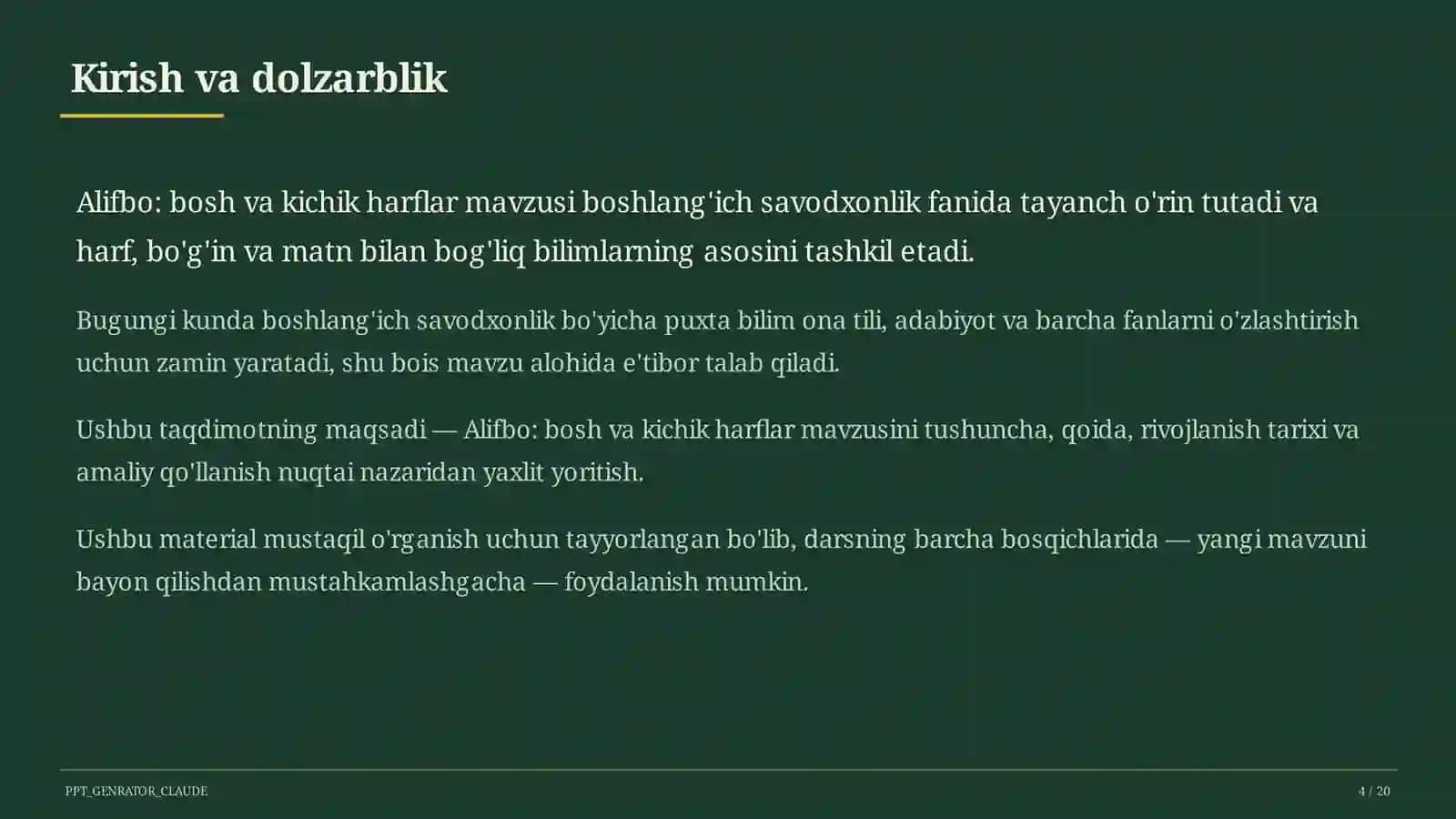 Alifbo: bosh va kichik harflar (1-sinf) 4