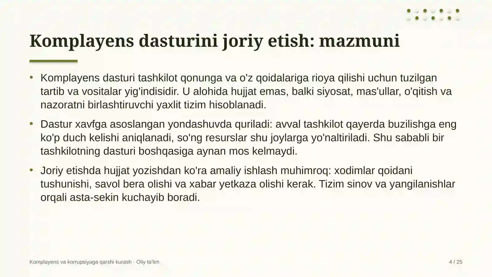 davlat universitetlarida komplayens dasturini joriy etish 1279 4