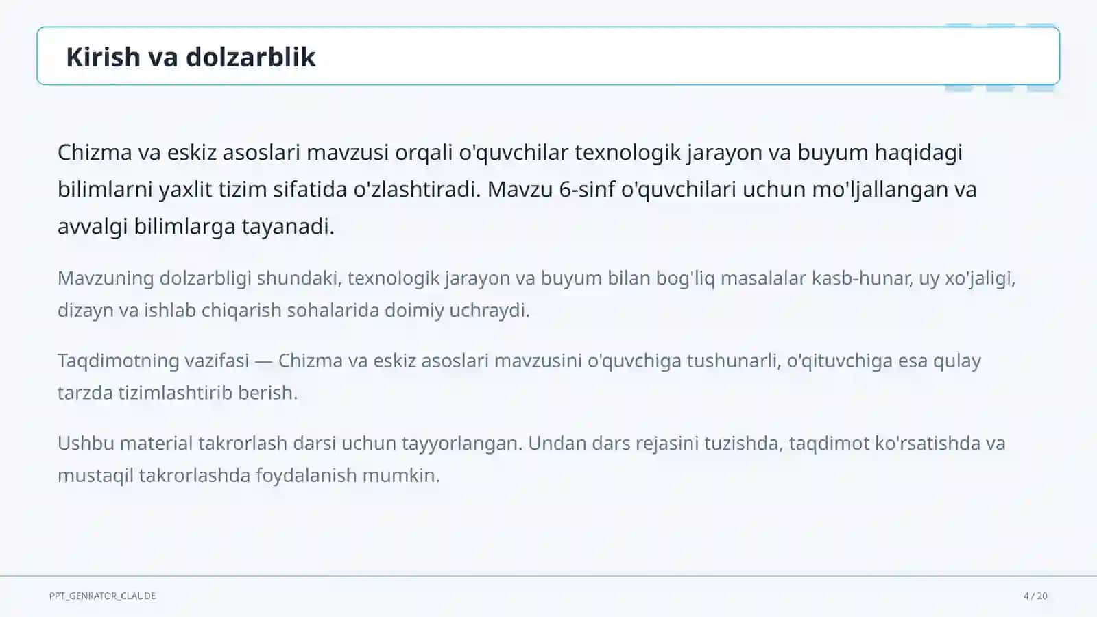 Chizma va eskiz asoslari (6-sinf) 4